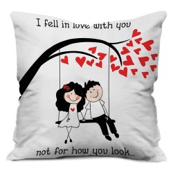 Fell for You Couple on Swing Print Cushion with Filler